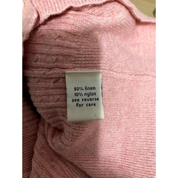 Tyler bow women's cardigan sweater pink size large cable knit linen blend - Picture 7 of 8
